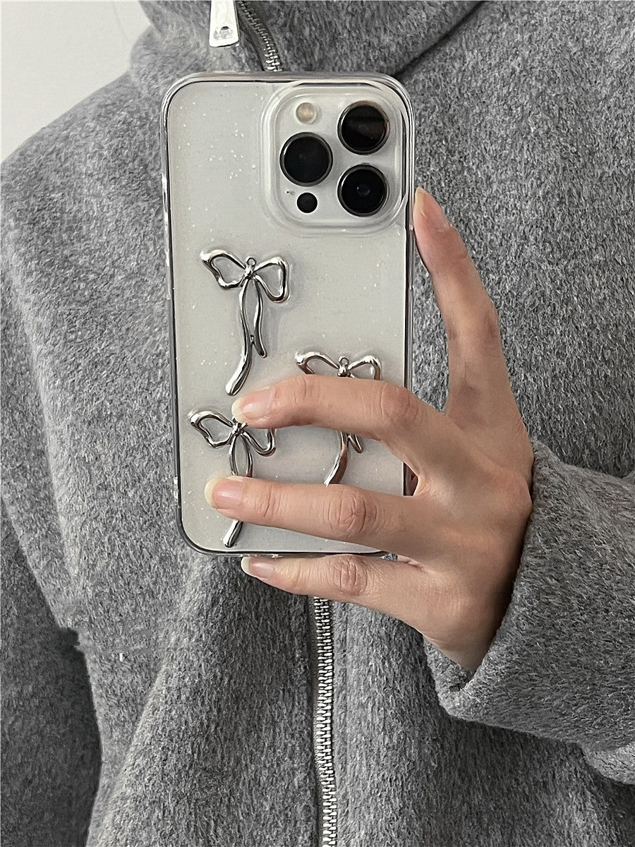 Niche fille métallique Bow cas de téléphone