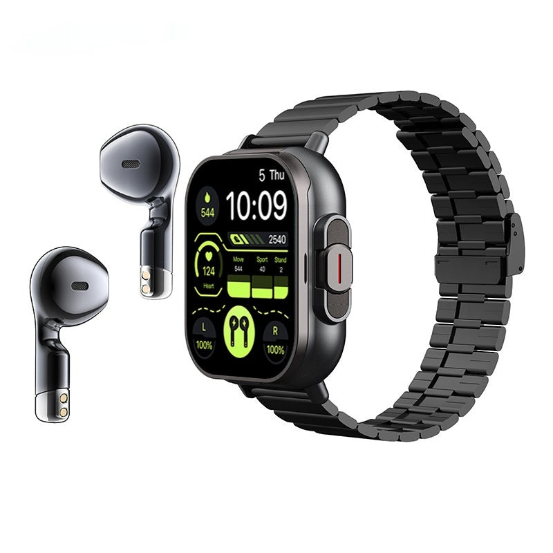 Heure d'arrivée Smart Watch Casque Bluetooth TWS Deux en un rythme cardiaque