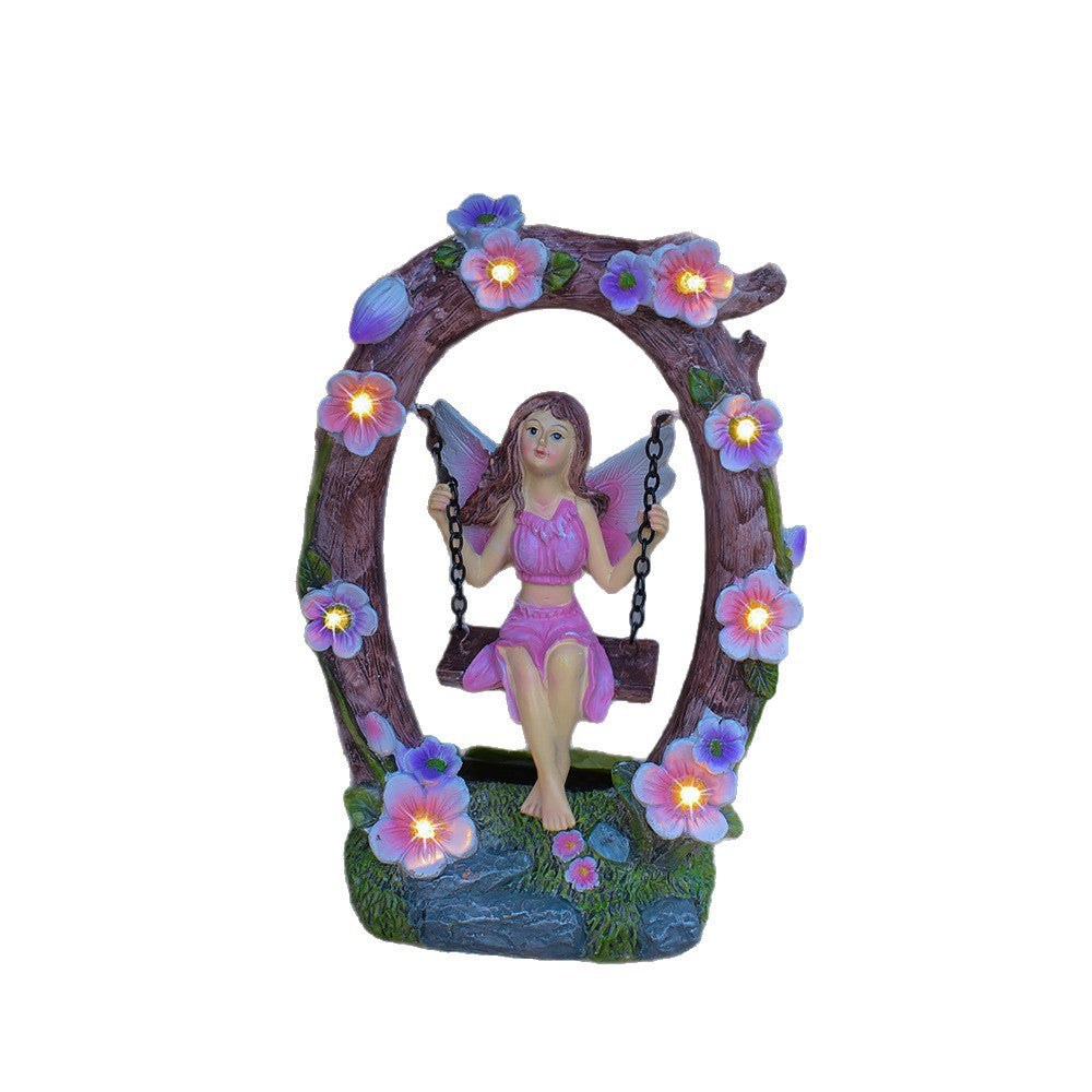 Resin Swing Angel Craft Mini lumière de nuit pour les ornements décoratifs de balcon