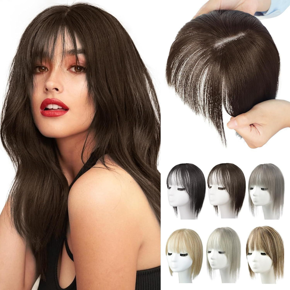 Wig Women's Natural Lightweight Breathable Cover Cheveux Gris Invisibles