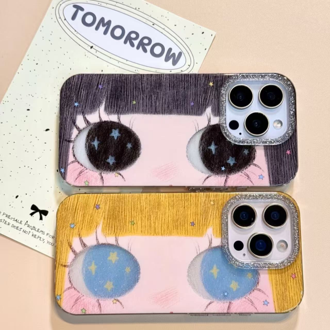 Cute Doodle Star avec grand yeux cas de téléphone dur créatif