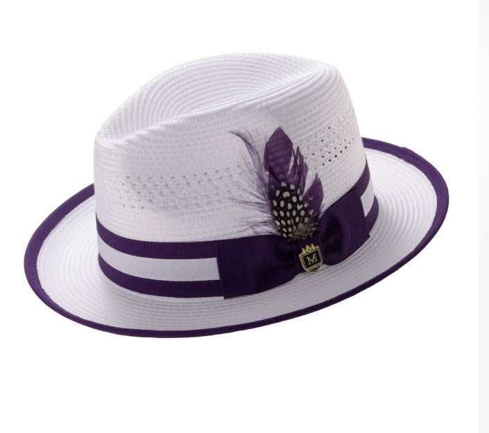 Feather-colored jazz hat for sun protection