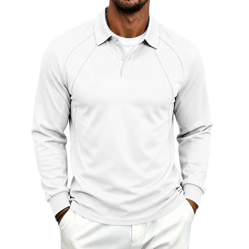 Lapel-bouton Sport Polo Homme à manches longues