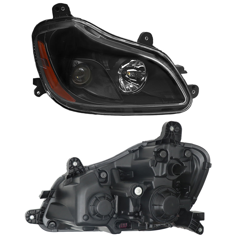 Phares noirs compatibles avec Kenworth T680 2013-2021 Paire de bulbes inclus