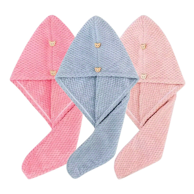 Femmes Coral Fleece Coiffure de séchage Cap Hautement Absorbant Séchage rapide Ananas Serviette de Weave Fo