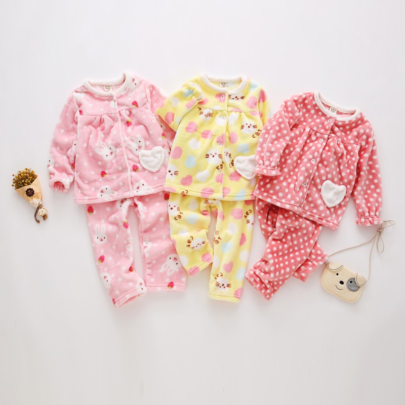 Flannel épaississant pyjama d'automne pour enfants
