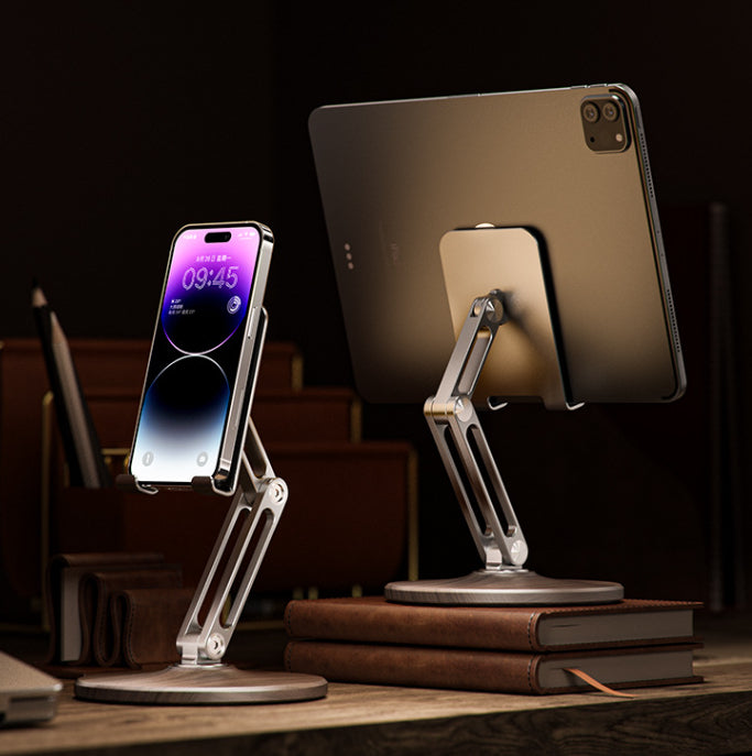 Wood Grain Base Aluminium Alliage Hauteur de bureau Augmentation pliant Rotating Mobile Phone Tab