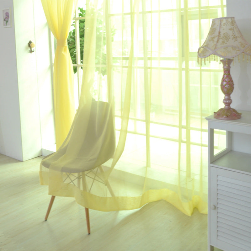 Solid Color Glass Mesh Rideaux Couleur transparente Rideau prêt à l'emploi sans punch