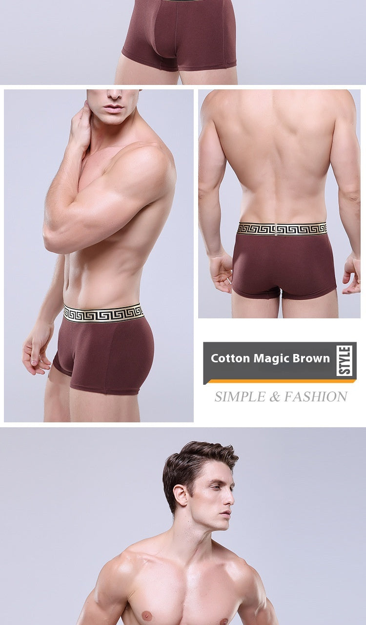 Slips de boxer en coton pour homme Casual Solid Color Four Corners