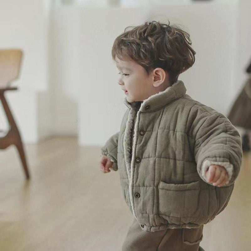 Manteau de coton à manches longues doublée de polaire pour bébé d'hiver