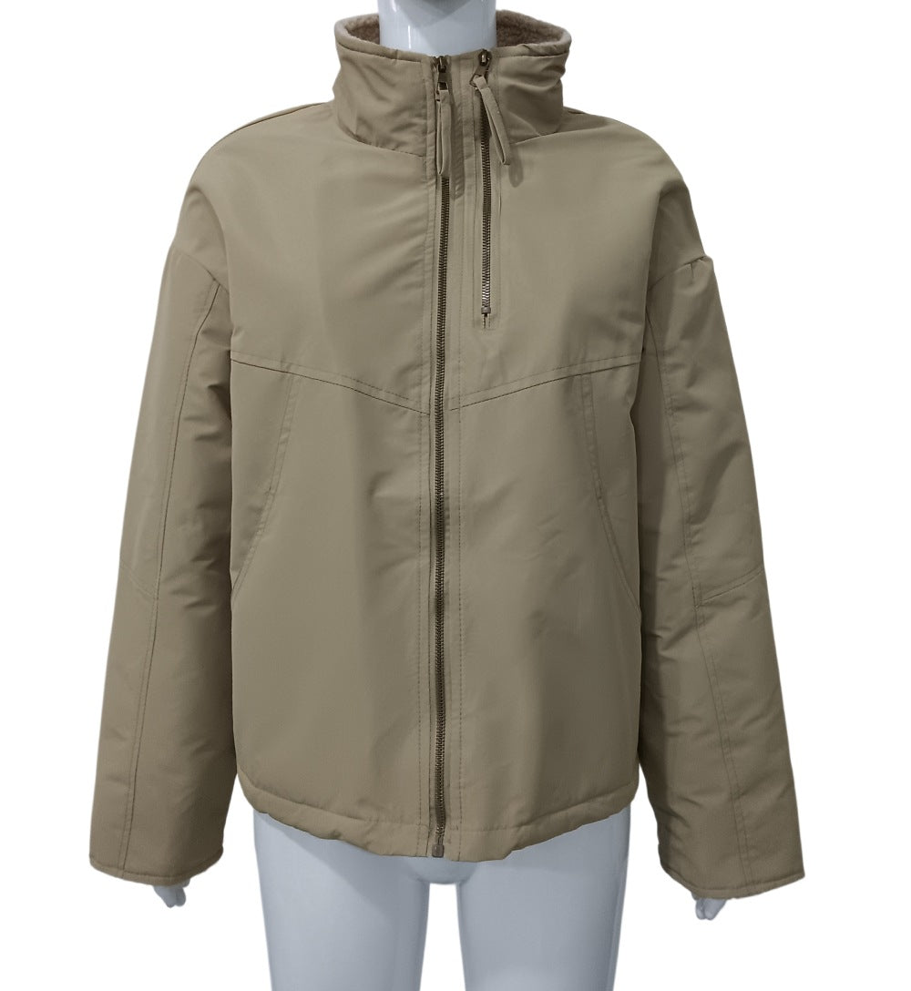 Parka de coton à boucle courte pour femmes avec un collier de soutien et vêtements de travail..