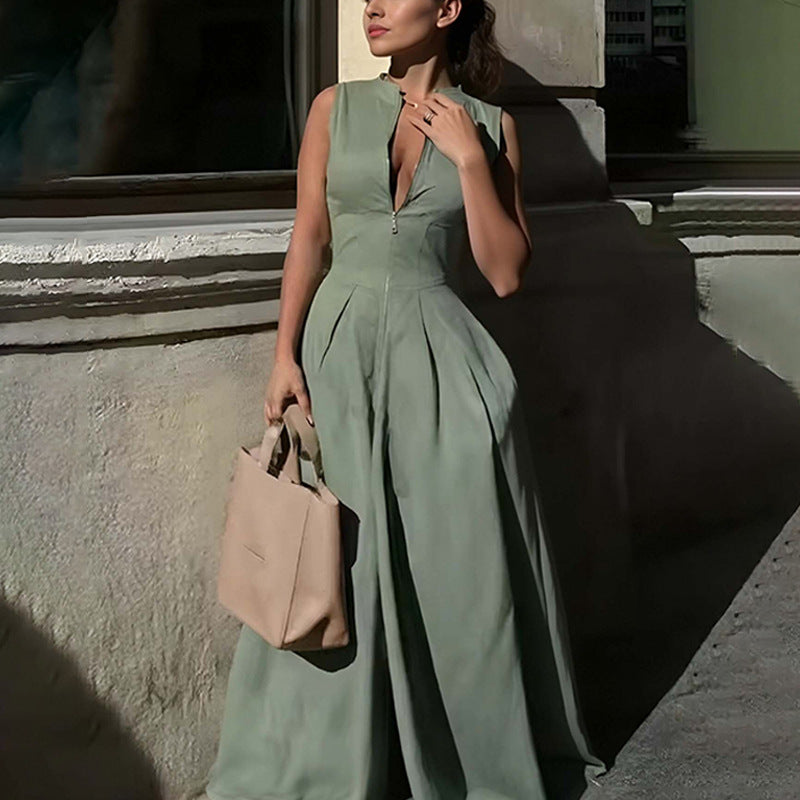 Vêtements de femmes d'été European and American Style Jumpsuit Mode Casual Solid Color Lo