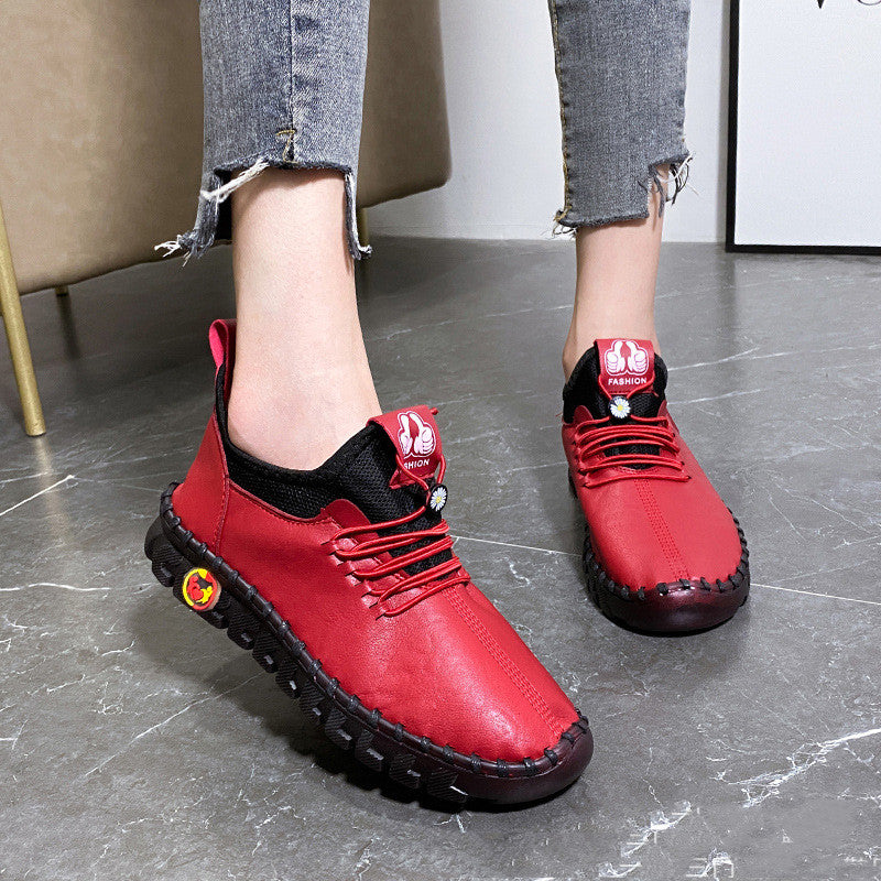 Chaussures de marche en cuir véritable pour femmes Oxford Soft Sole