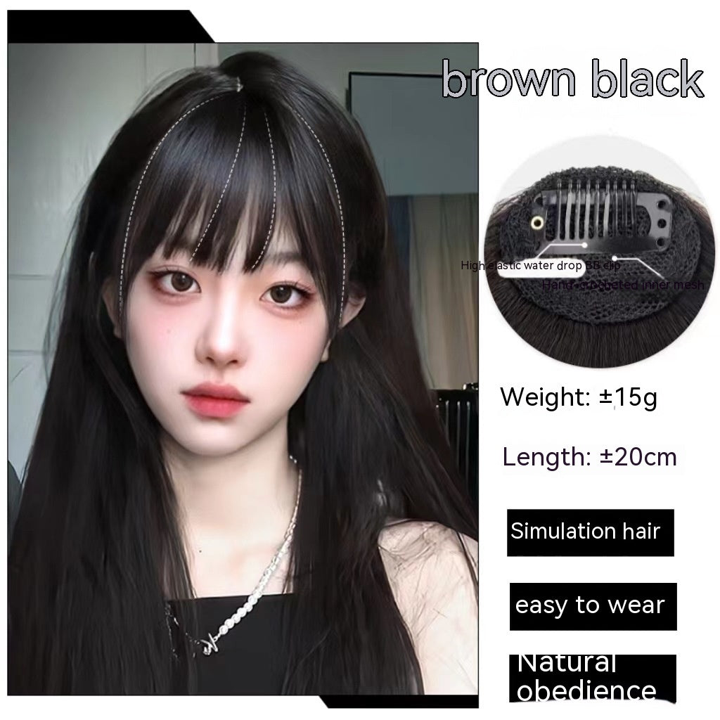 Naturel Avant-tête artificiel cheveux droit Bangs perruques ensemble sans coutures ensemble perruque invisible