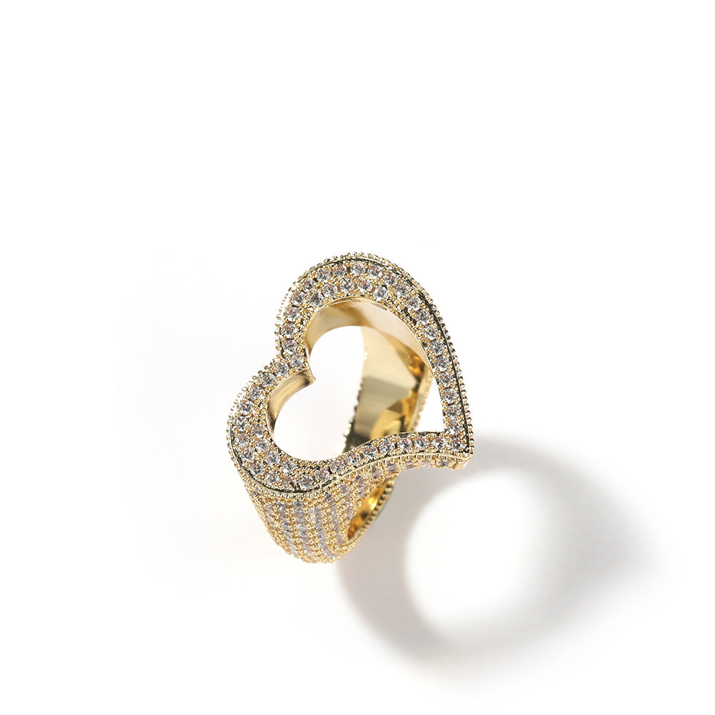 Personnalité de mode Anneau de Zircon Cœur Hollow