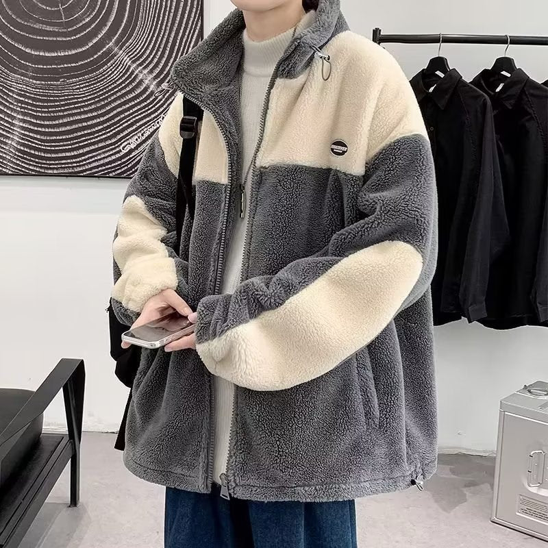 Homme couleur-bloc épais Casual chaud veste rembourrée en coton