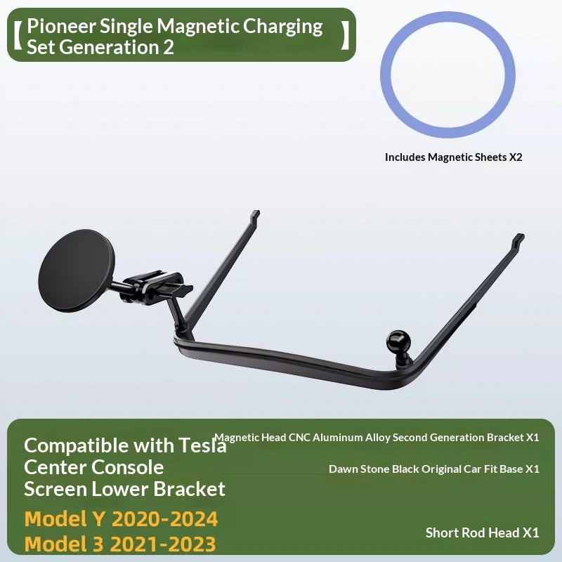 Support de téléphone central avec charge rapide sans fil magnétique et stable