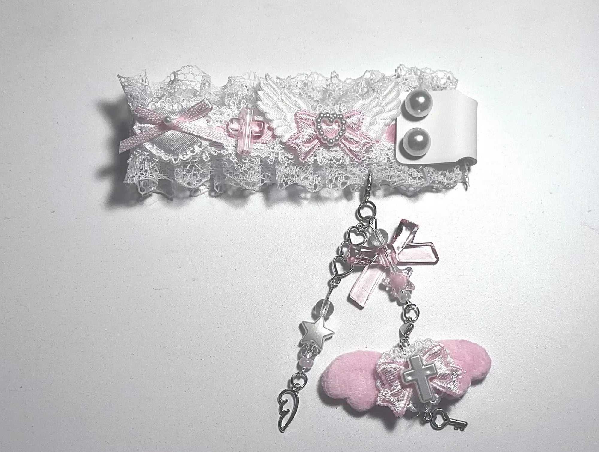 Dentelle noir et rose Clavier de bracelet