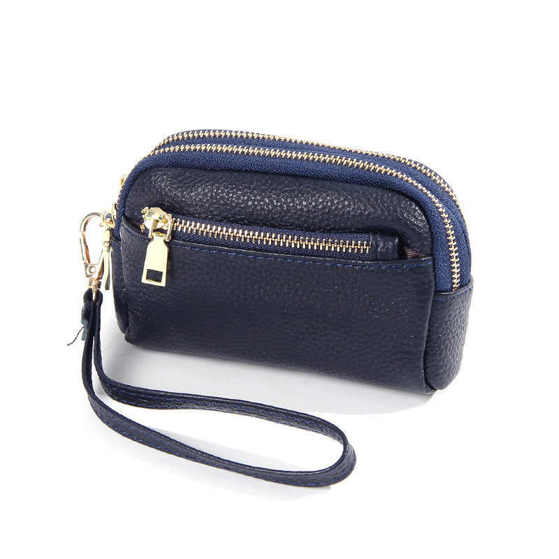 Minimalist Mini poche en cuir avec trois fermetures à glissière