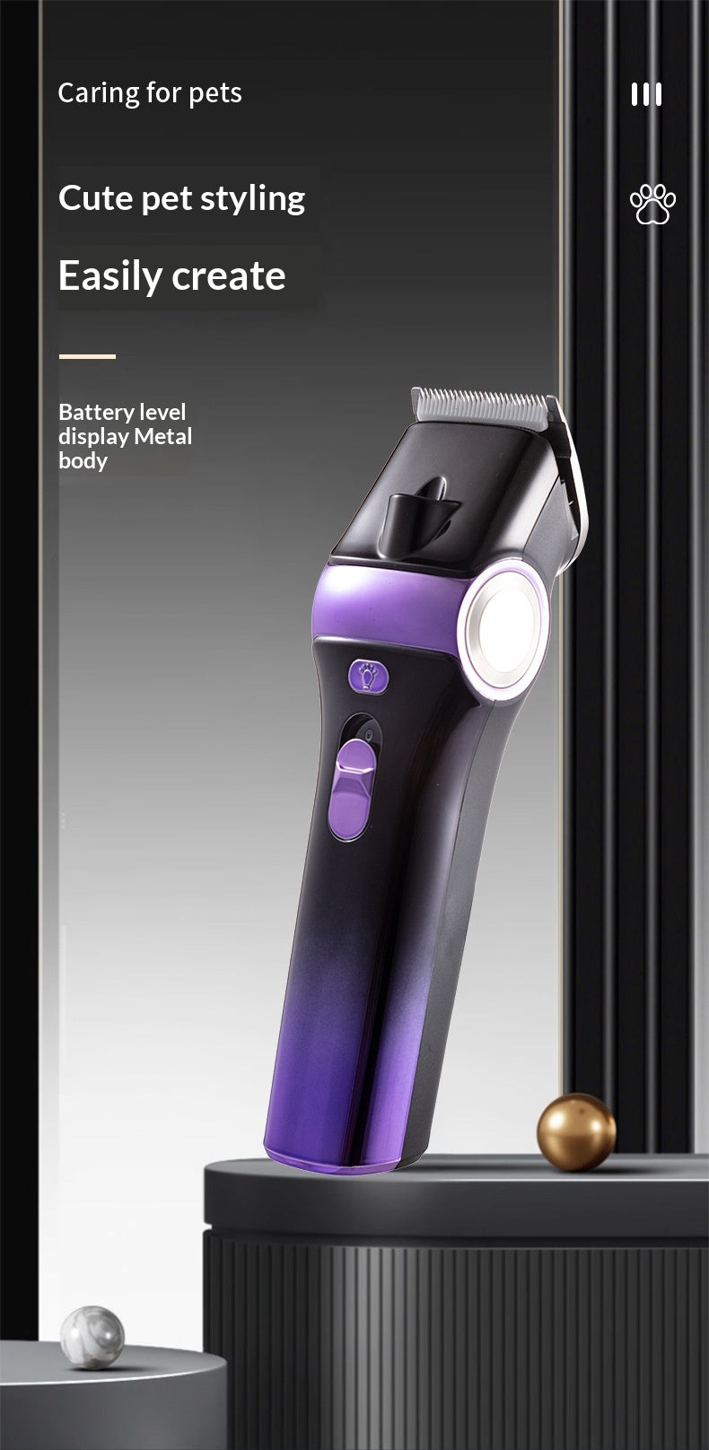 Clipper électrique 2-en-1 haute puissance avec lumière pour chiens et chats.