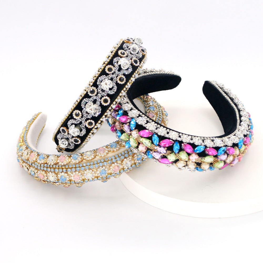 Bandeau européen et américain de luxe de style cour en diamant