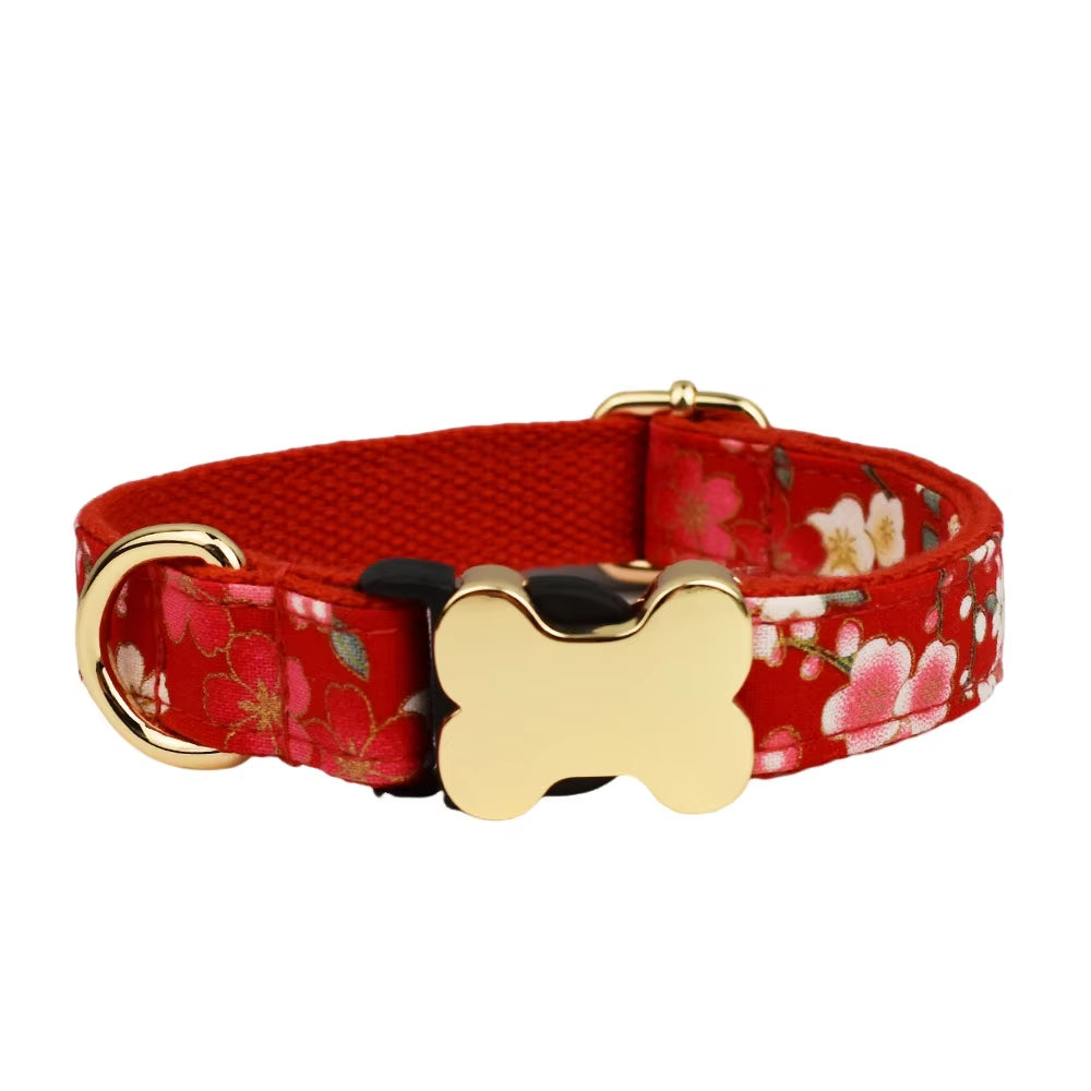 Tissu plat imprimé Grid série Bone Buckle Dog Collar