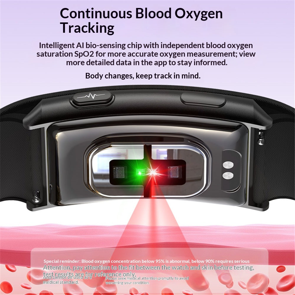 Bracelet sans écran ECG ECG Fréquence cardiaque Blood Oxygène Mesure de la température corporelle