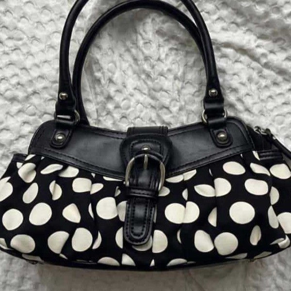 Sac à épaule rétro à point depolka noir et blanc
