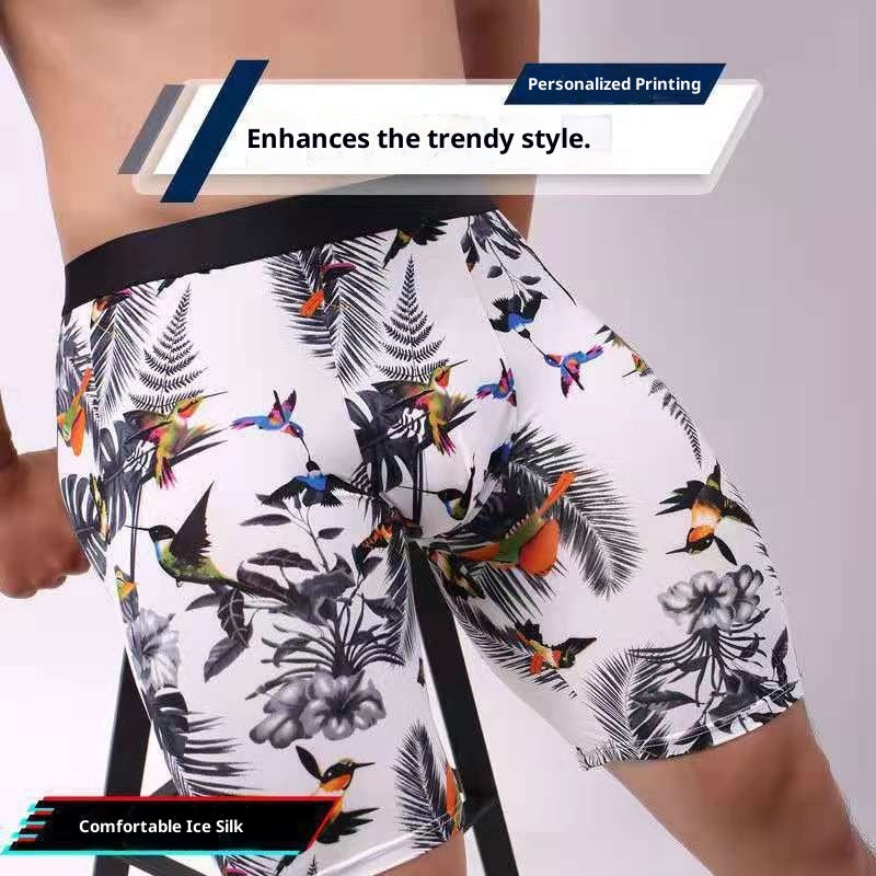 Sous-vêtements hommes Courants Version élargie de Boxer en soie glacée
