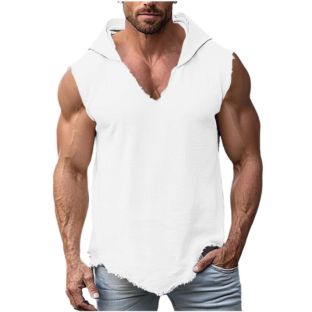 Homme Sporty Casual Solid-Color Sans manches Fashionnable Haut à capuche léger