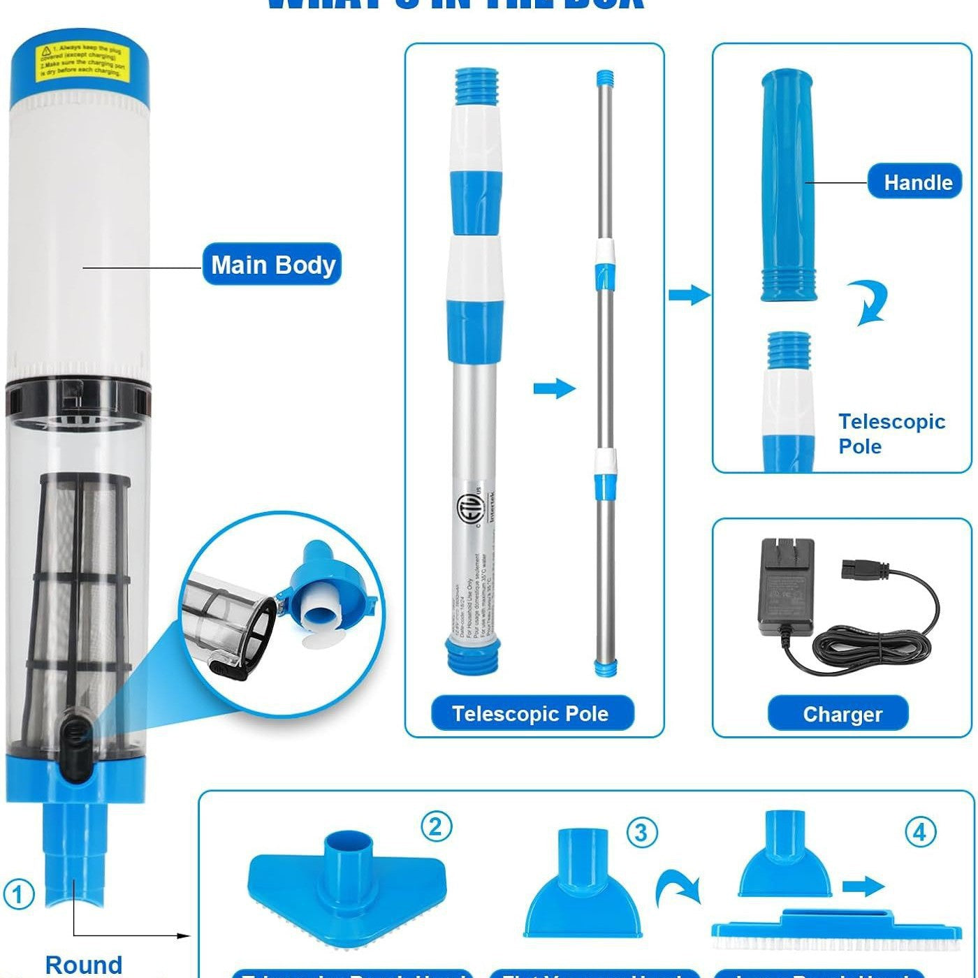 Nettoyant à vide sans fil pour étang de poisson sous-marin rechargeable