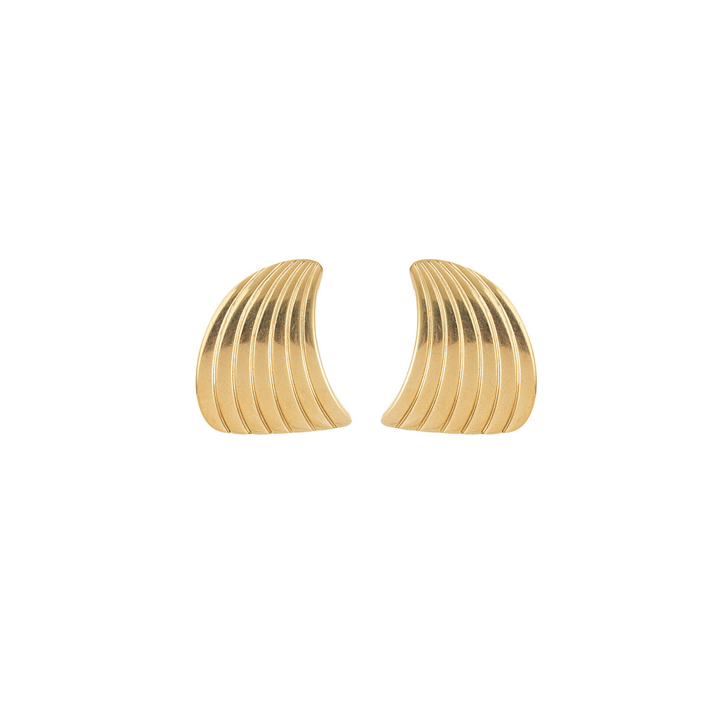 Style Ins européen et américain Fashionable simple rayé Fan-Shaped Titanium acier oreille