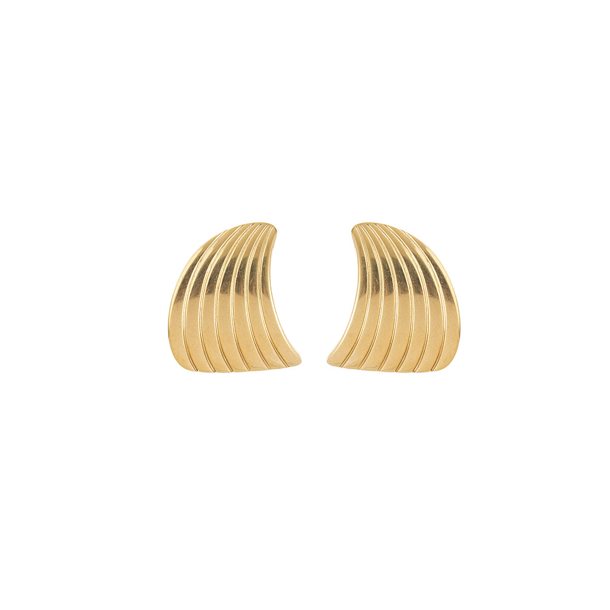 Style Ins européen et américain Fashionable simple rayé Fan-Shaped Titanium acier oreille