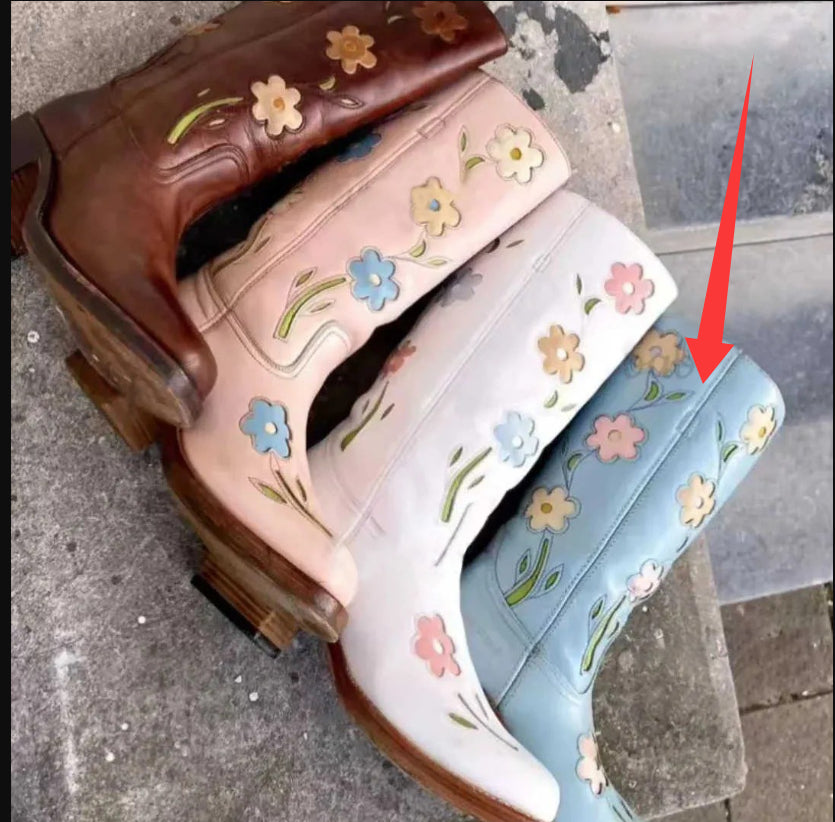 Bottes de denim élégantes à talons hauts