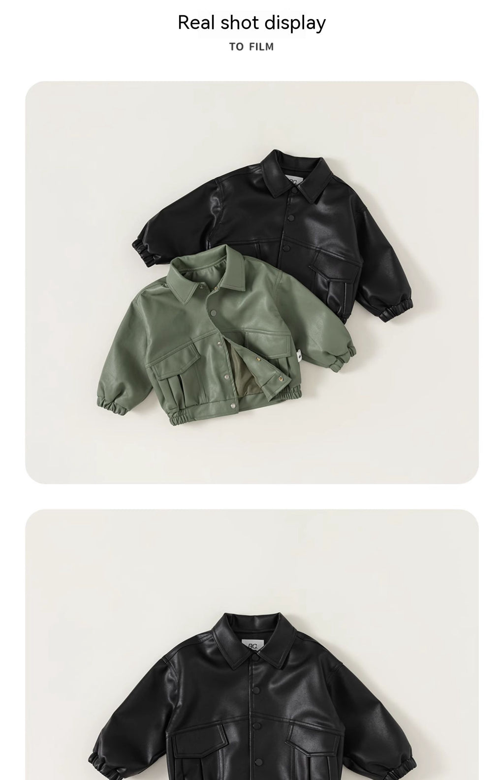 Manteau d'automne en cuir pour enfants