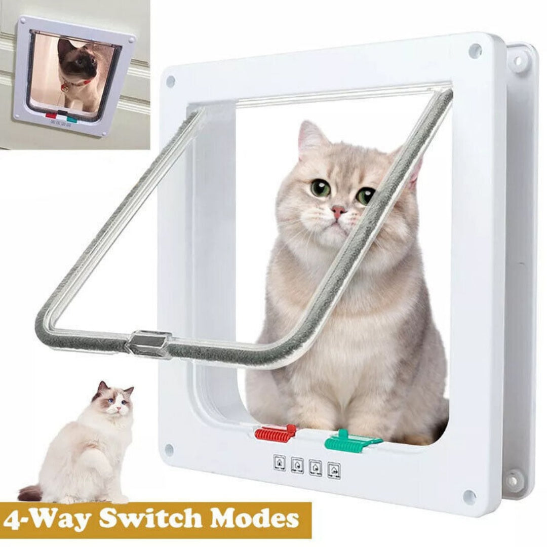 XL Pet Door 4 Way Locking Small Medium Large Cat Flap Magnétique White Frame