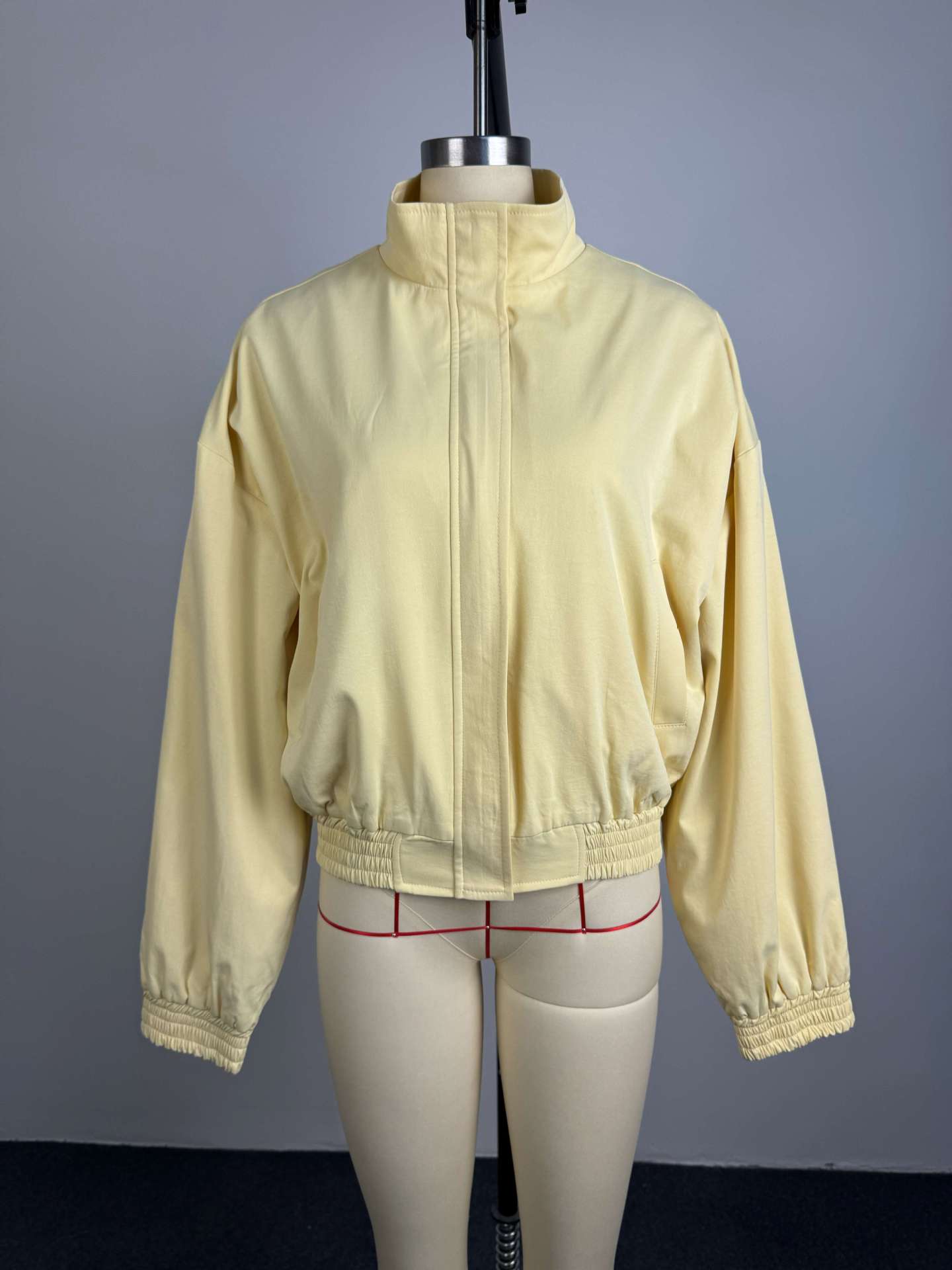 Stand Collier Zip Up Cropped Bomber Jacket