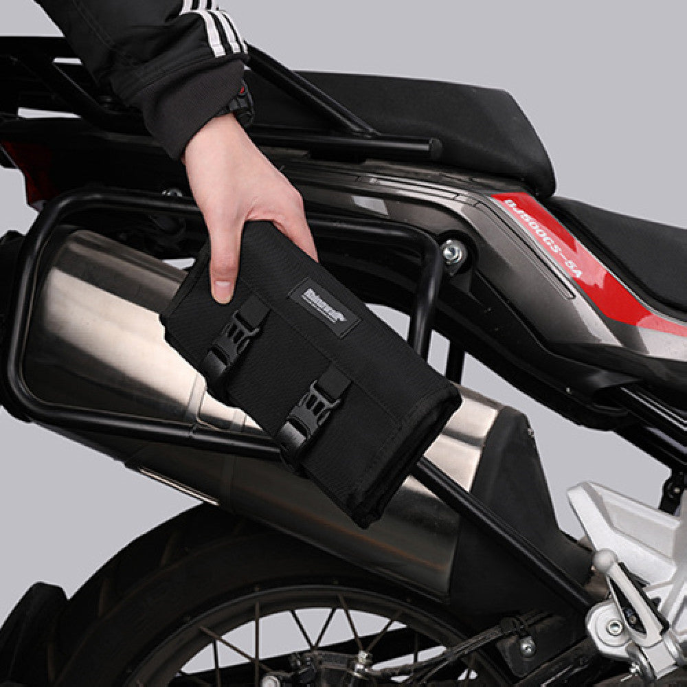 Motorcycle repair kit contains a portable package