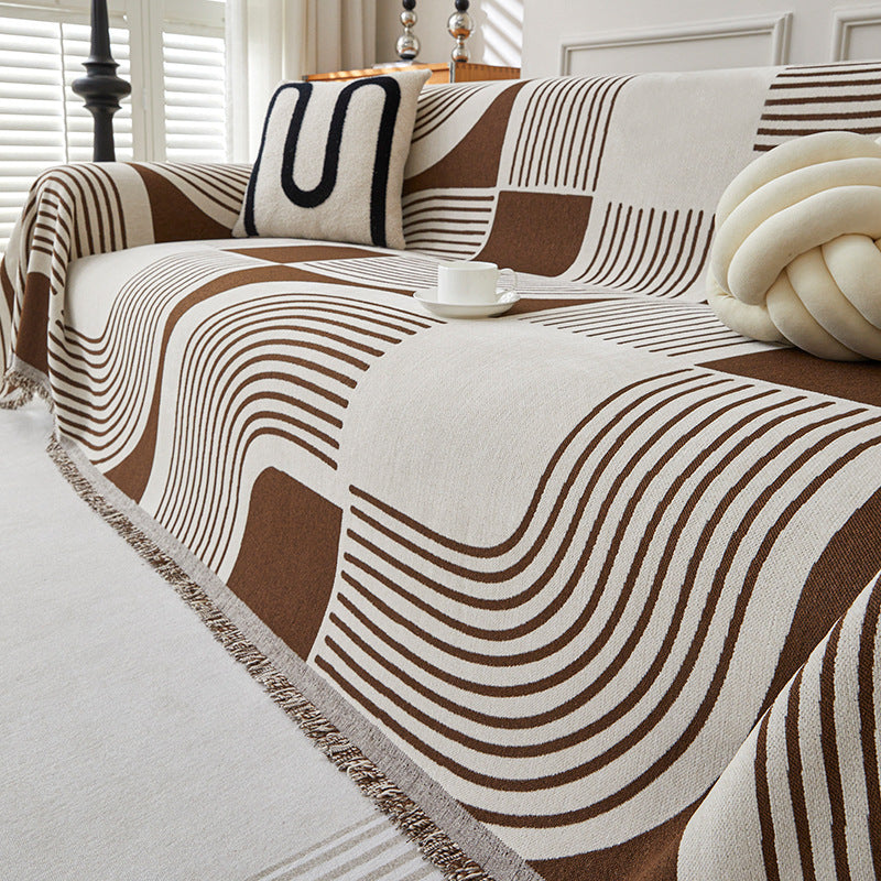 Chenille Housse de canapé Enveloppe complète Design universel minimaliste épais pour toutes les quatre saisons