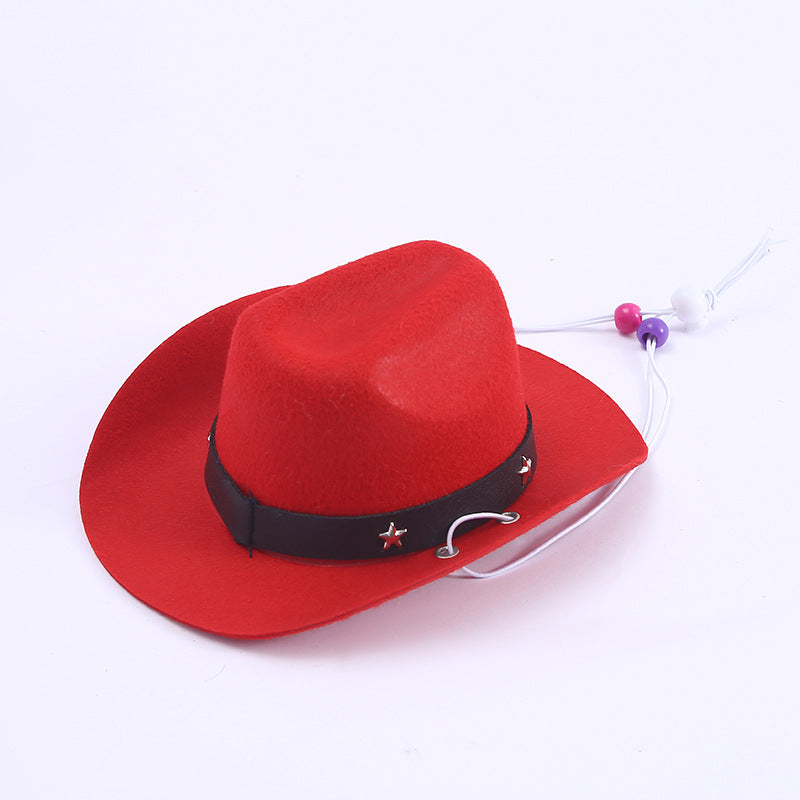 Polyester Woven Mini Hat Décoration pour animaux de compagnie Western Cowboy Hat