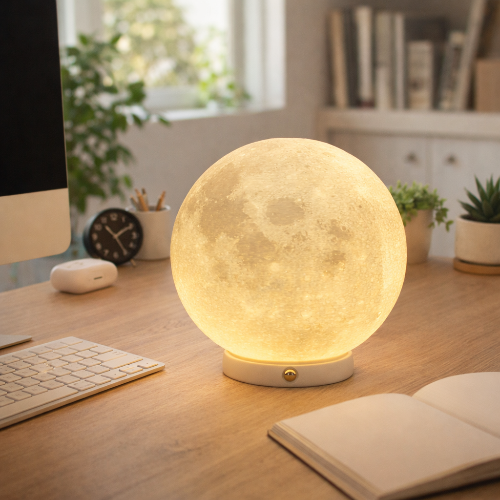 Lampe Lune Imprimée 3D USB Rechargeable Lumière Réaliste Lunaire Lumière de Nuit Pour Chambre D