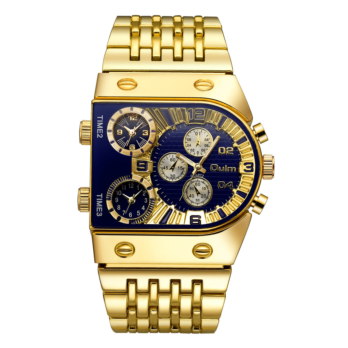 Lumineux hommes montre bracelet en acier Casual Gold