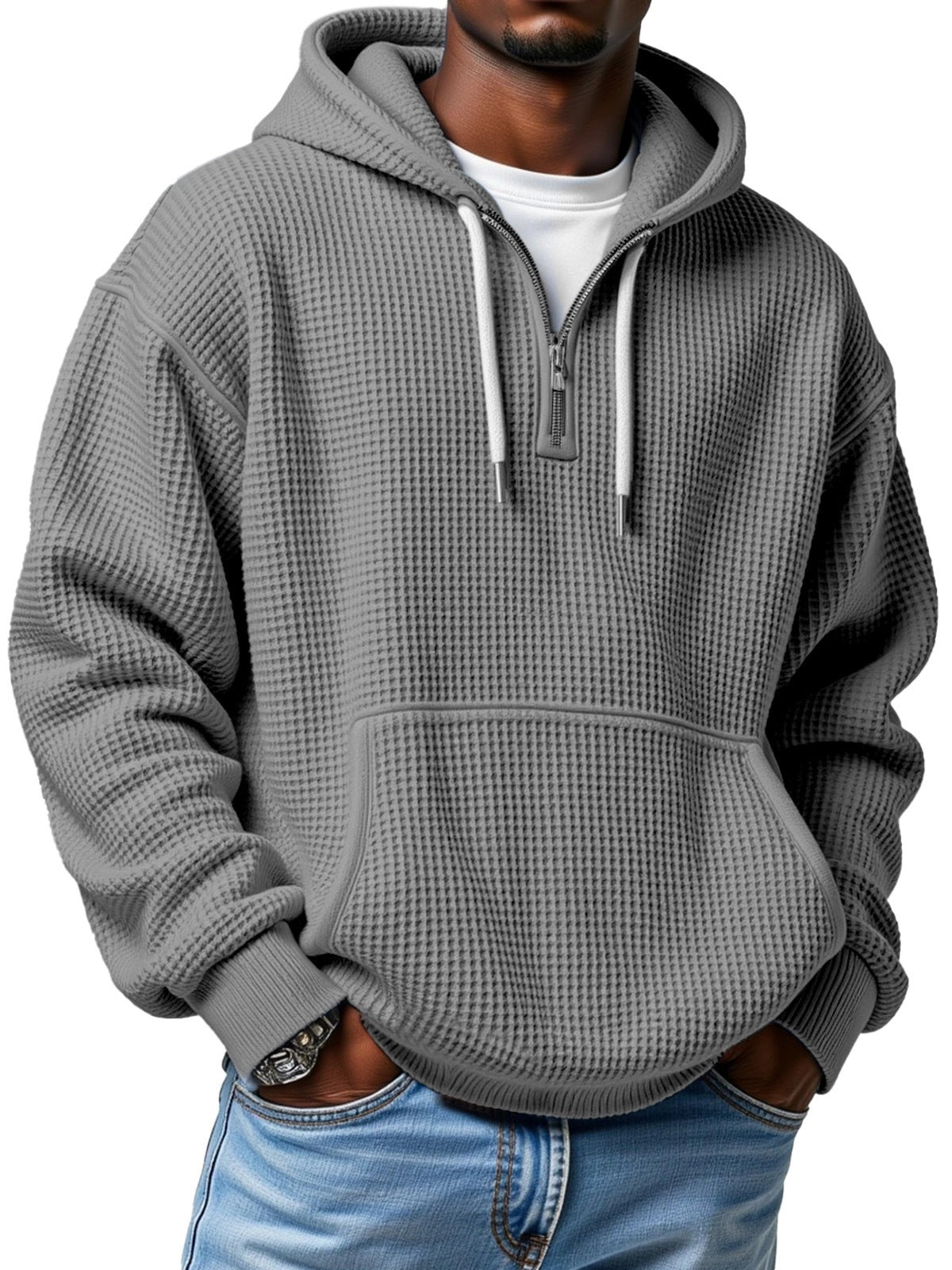 Autumn And Winter Amazon Independent Station Fashion Sports Trendy Brand Tops Waffle pour hommes