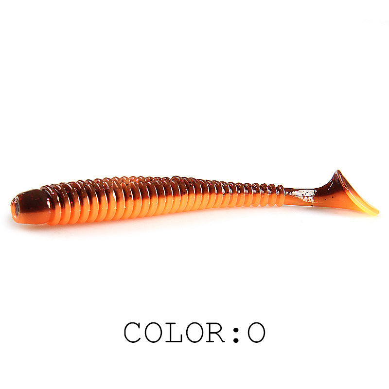 Luya Soft Fish Bait Thread T Tail Double Couleur avec sel