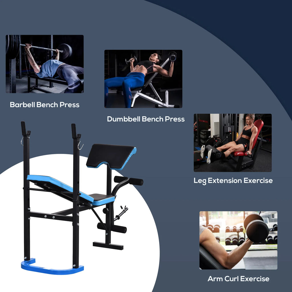 Banc de poids réglable avec rack Barbell et développeur de jambes pour le levage de poids et la fixation