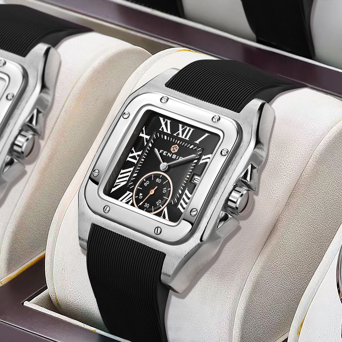 Versatile Retro Square Men's Watch with Calendar