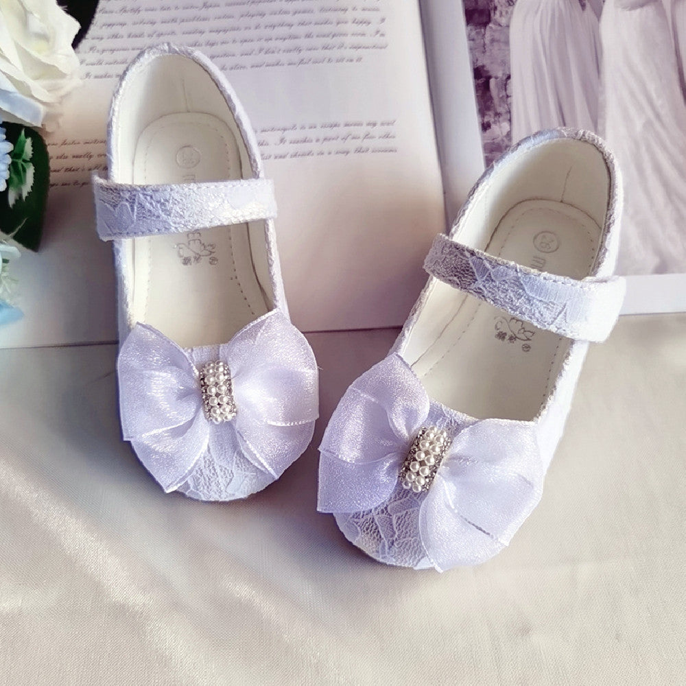 Princesse Chaussures Bow Dentelle Mariage Fleur fille