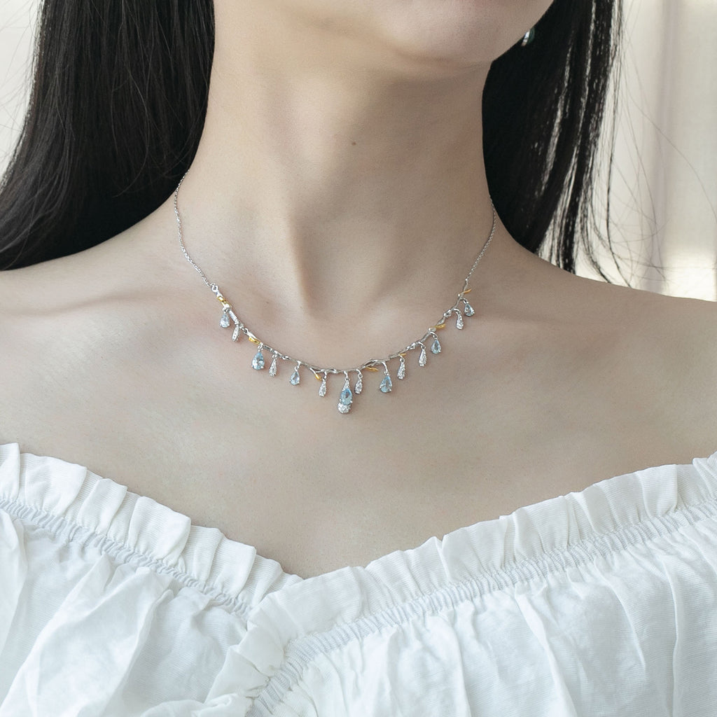 S925 Collier en argent naturel Topaz