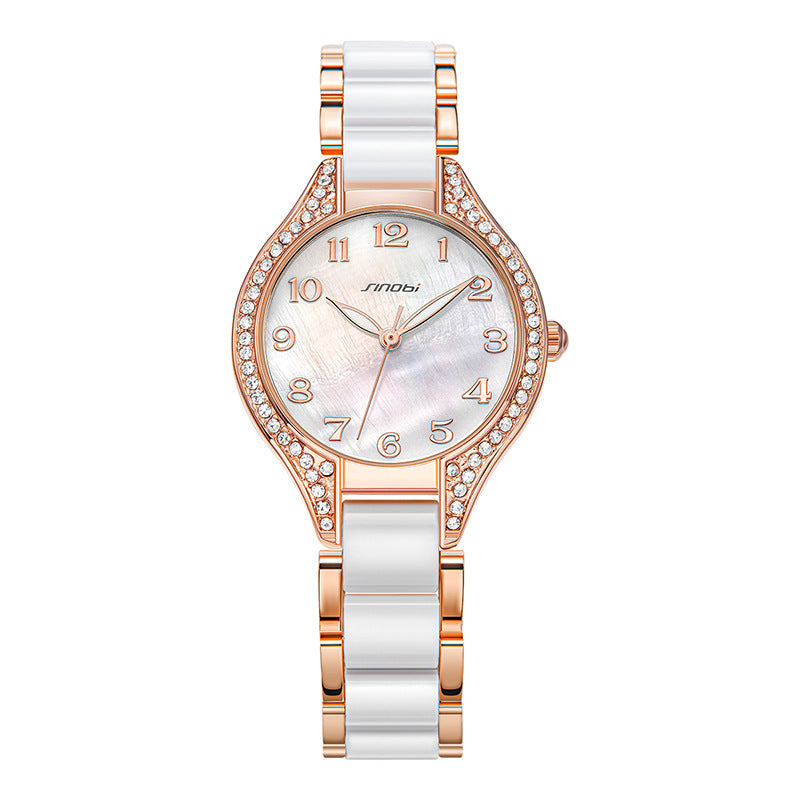 Montre Quartz étanche en acier diamant