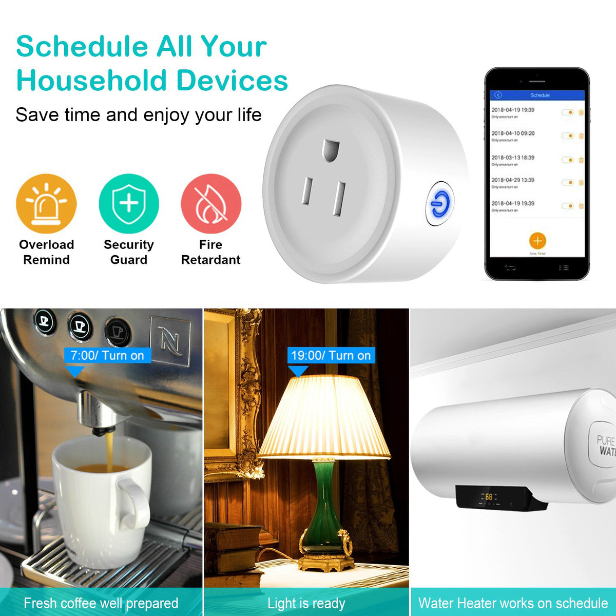 Wi-Fi Smart Plug Wireless Smart Socket App Remote Voice Control Timer Alexa Google U
